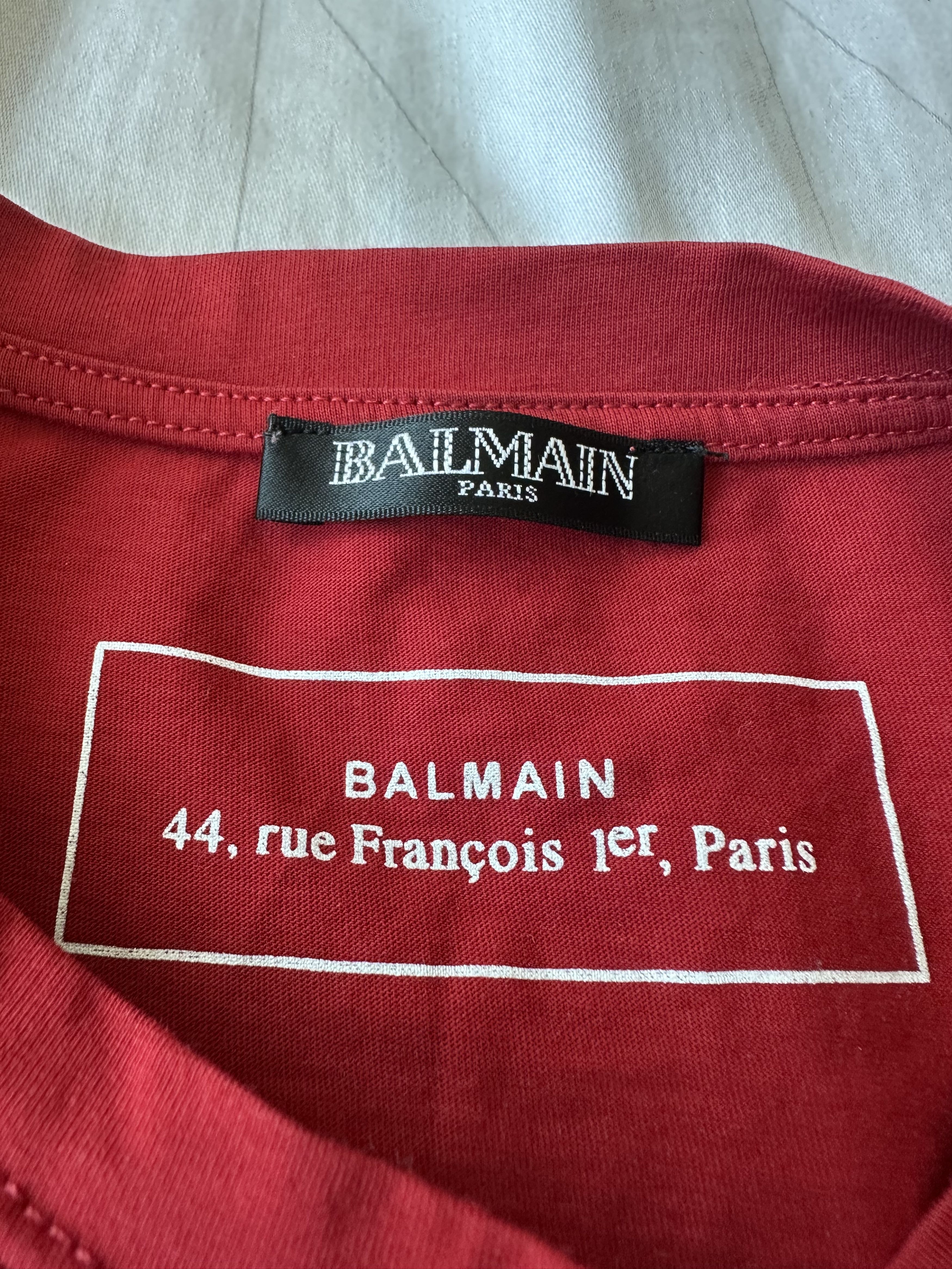 Balmain Balmain Printed Signature Logo Red T shirt Shiny Archive Size US L / EU 52-54 / 3 - 5 Thumbnail