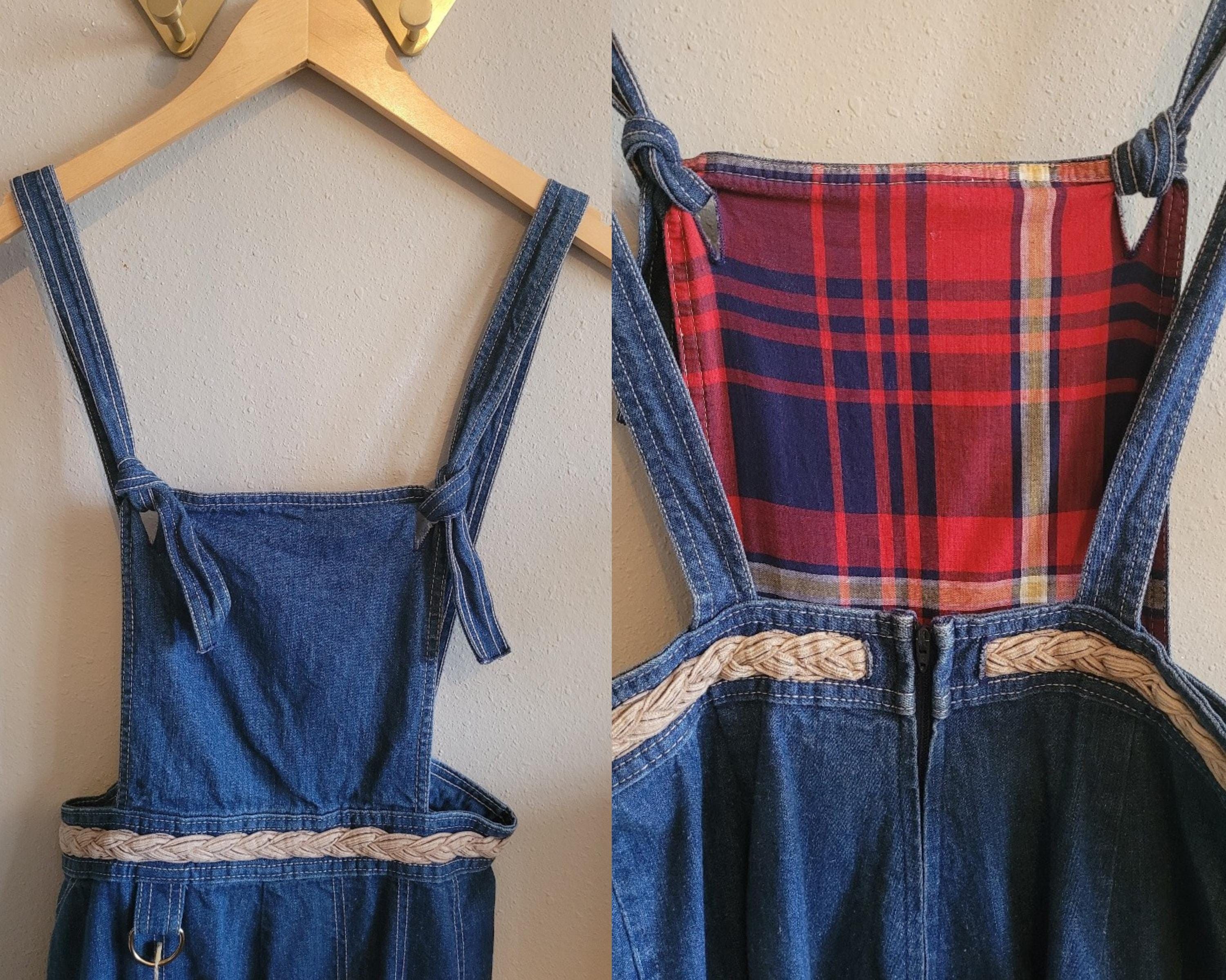 Sears Vintage 70s Jr Bazaar Flared Denim Jumpsuit Bib Overalls Size 27" / US 4 / IT 40 - 7 Thumbnail