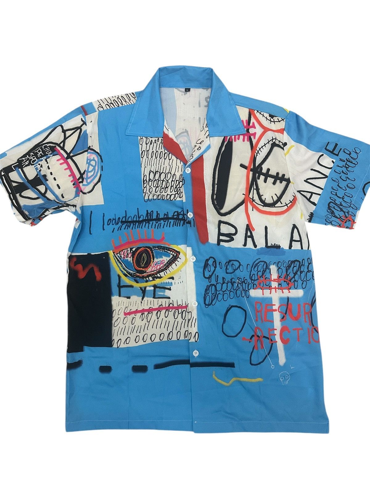 Jean-Michel Basquiat 🔥🔥🔥Vintage Jean Michel Basquiat Art Polyester Shirt Size US L / EU 52-54 / 3 - 1 Thumbnail