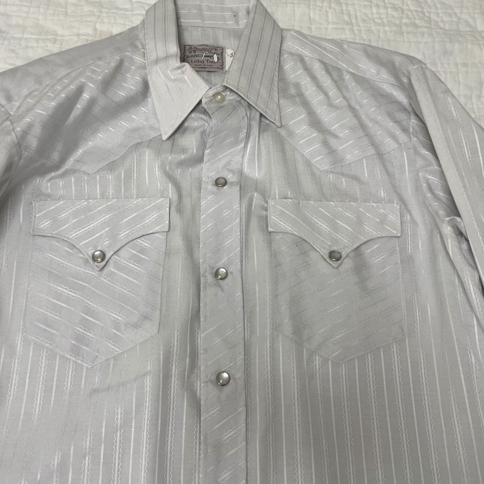 Vintage VINTAGE H Bar C Mr Longtail Western Shirt Long Sleeve 16 34 Mens White Grey Pearl Snap Western Mens Boys? Size US L / EU 52-54 / 3 - 2 Thumbnail