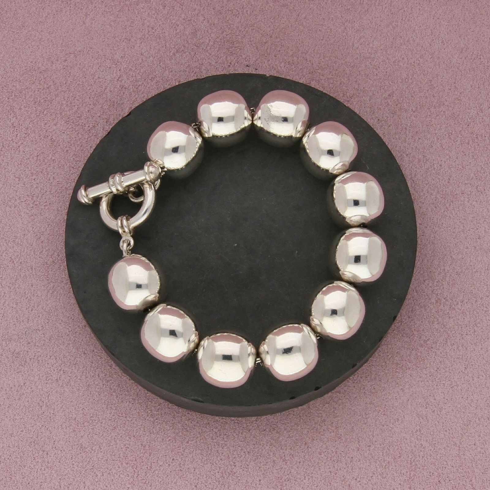 Sterling Silver sterling silver chunky bead toggle bracelet size 7in Size ONE SIZE - 1 Thumbnail