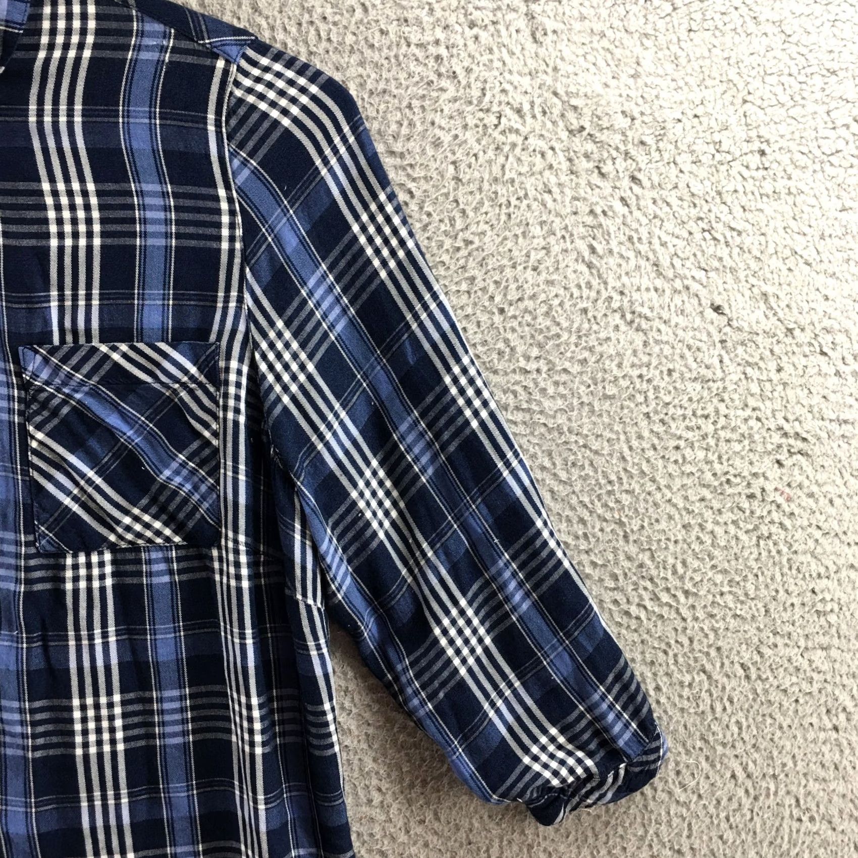 J. Jill J Jill Shirt Womens XL Blue Plaid Collared Button-Up 3/4 Sleeve Pocket Casual Size XL / US 12-14 / IT 48-50 - 5 Thumbnail