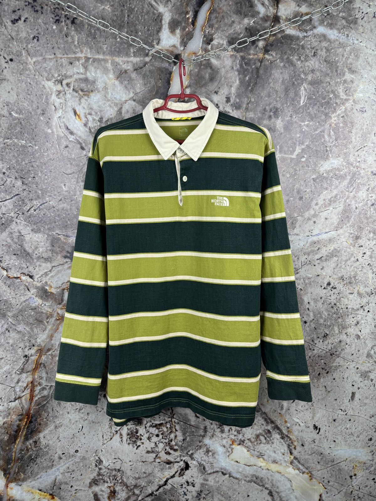 The North Face Striped Long Sleeve Polo Shirt Rugby Style