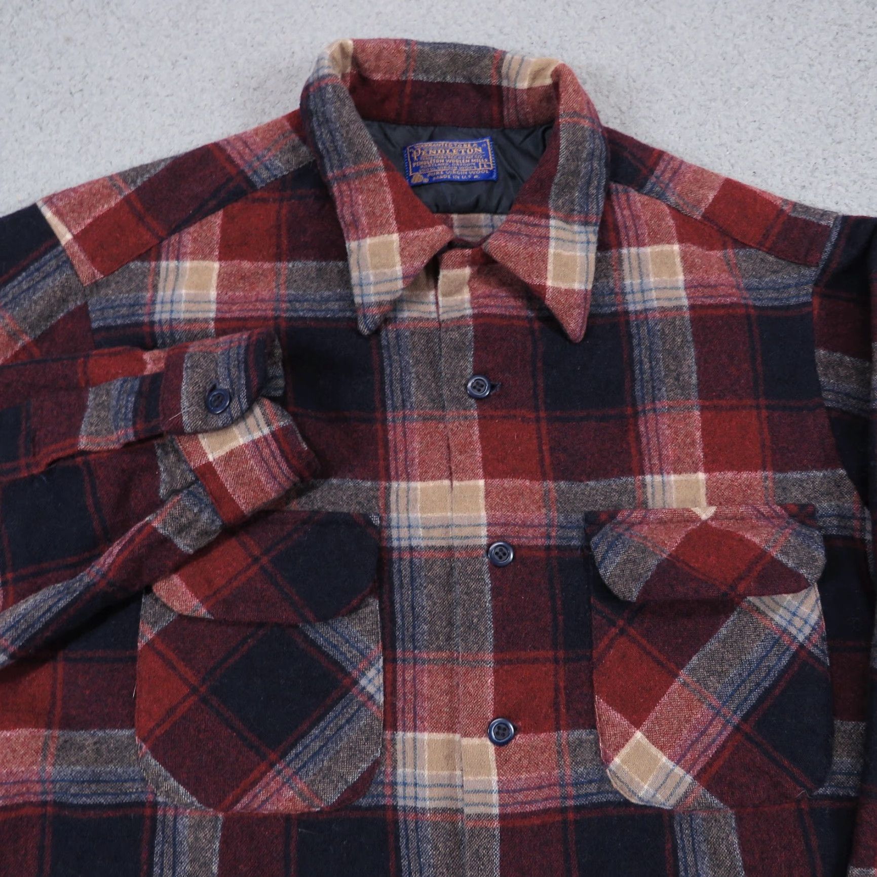 Pendleton VTG Pendleton Shirt Mens Large 60s 70s Red Plaid Board Shirt Loop Collar Surfer Flap Size US L / EU 52-54 / 3 - 2 Thumbnail