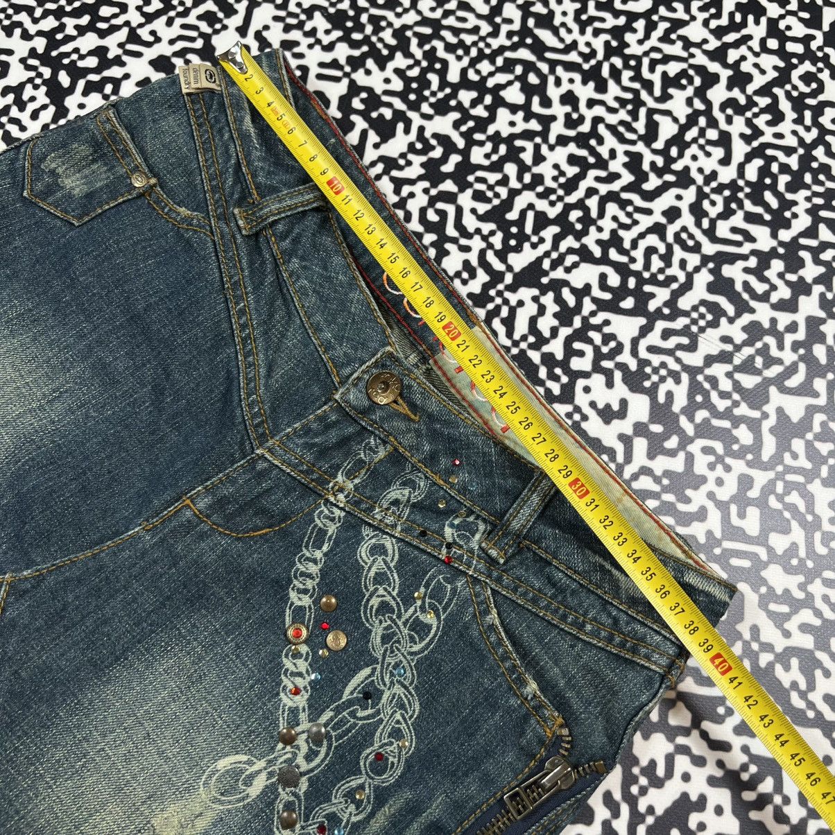 Ecko Unltd. Vintage Y2K Ecko Red Unlimeted Chain Logo Denim Mini Skirt Size 28" / US 6 / IT 42 - 20 Thumbnail