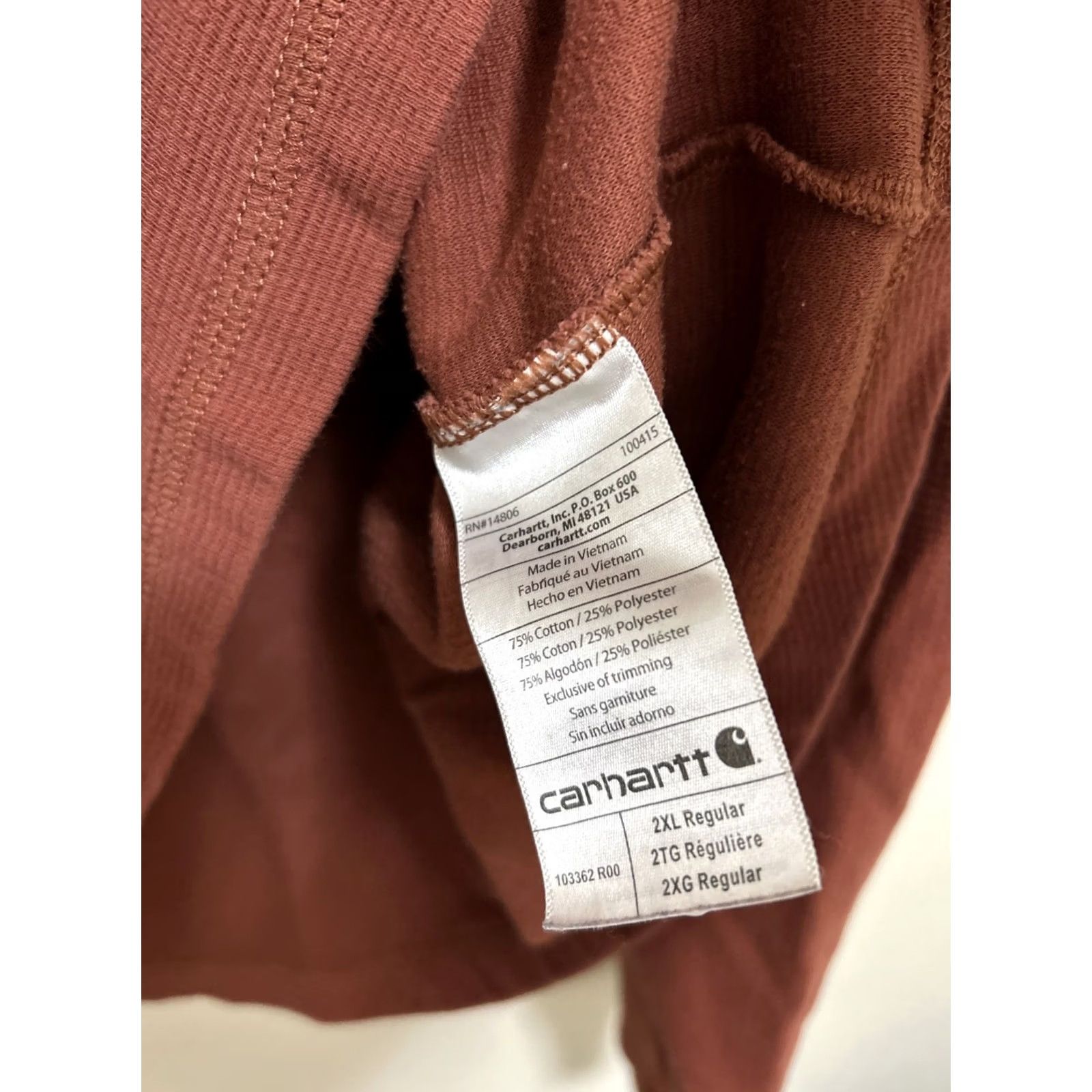 Carhartt Carhartt Long Sleeve Thermal Mens 2XL Red Pullover 1/4 Zip Waffle-Knit Shirt Relaxed Size US XXL / EU 58 / 5 - 6 Thumbnail
