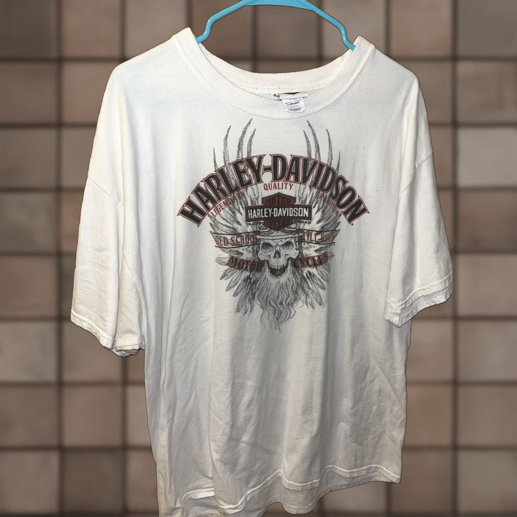 Harley Davidson VINTAGE Harley-Davidson T-Shirt Mens XL Motorcycle Biker USA Summer 2000s White Double-Sided Size US XL / EU 56 / 4 - 1 Thumbnail