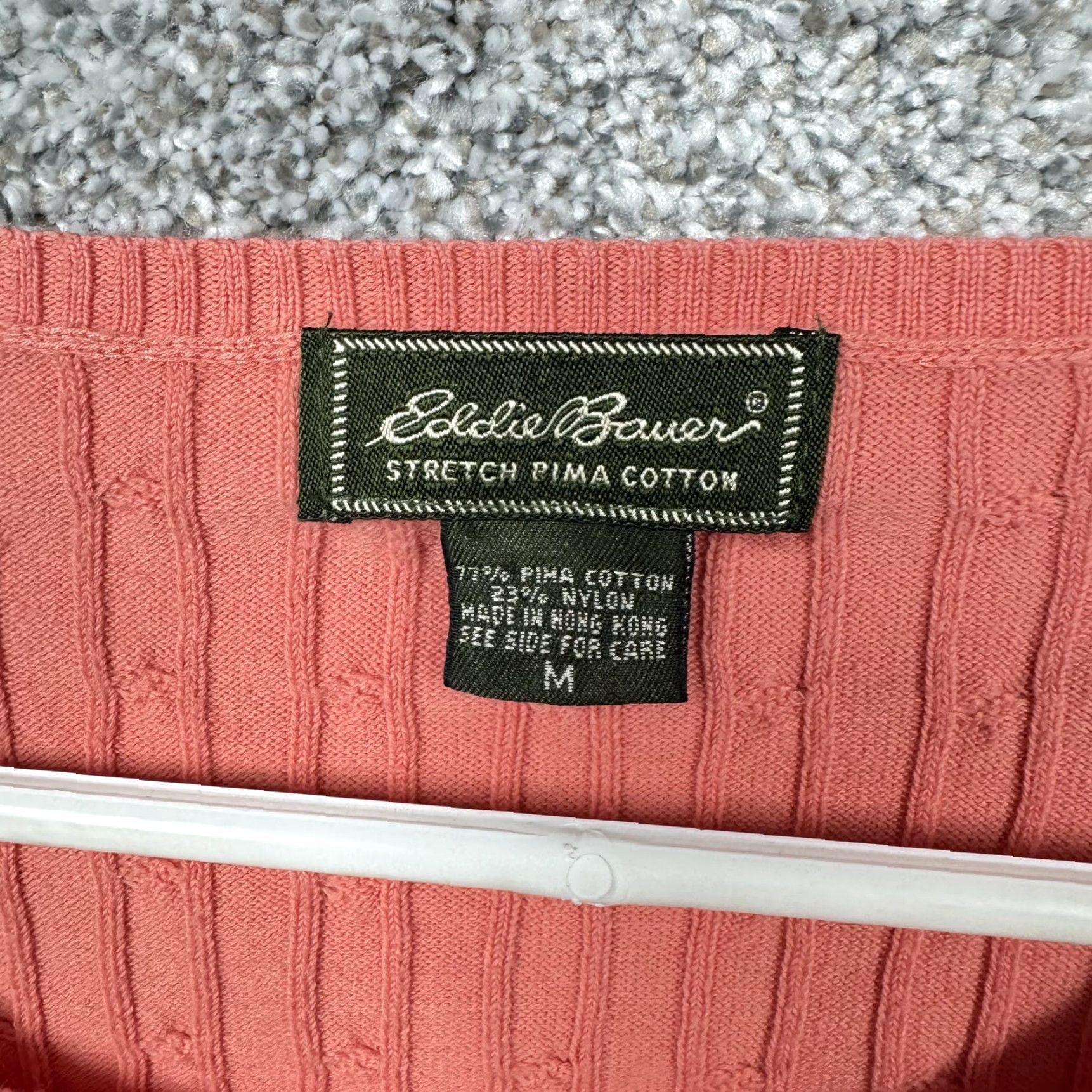 Eddie Bauer Vintage Eddie Bauer Cardigan Women M Salmon Pink Knit Sweater 3/4 Sleeve Button Front Pima Cotton Nylon Stretch Coastal Grandmother 90s style Womens Size M / US 6-8 / IT 42-44 - 5 Thumbnail
