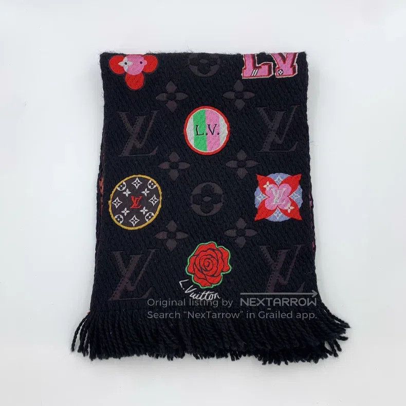Louis Vuitton Louis Vuitton Black badge logo jacquard printed wool scarf Size ONE SIZE - 2 Thumbnail