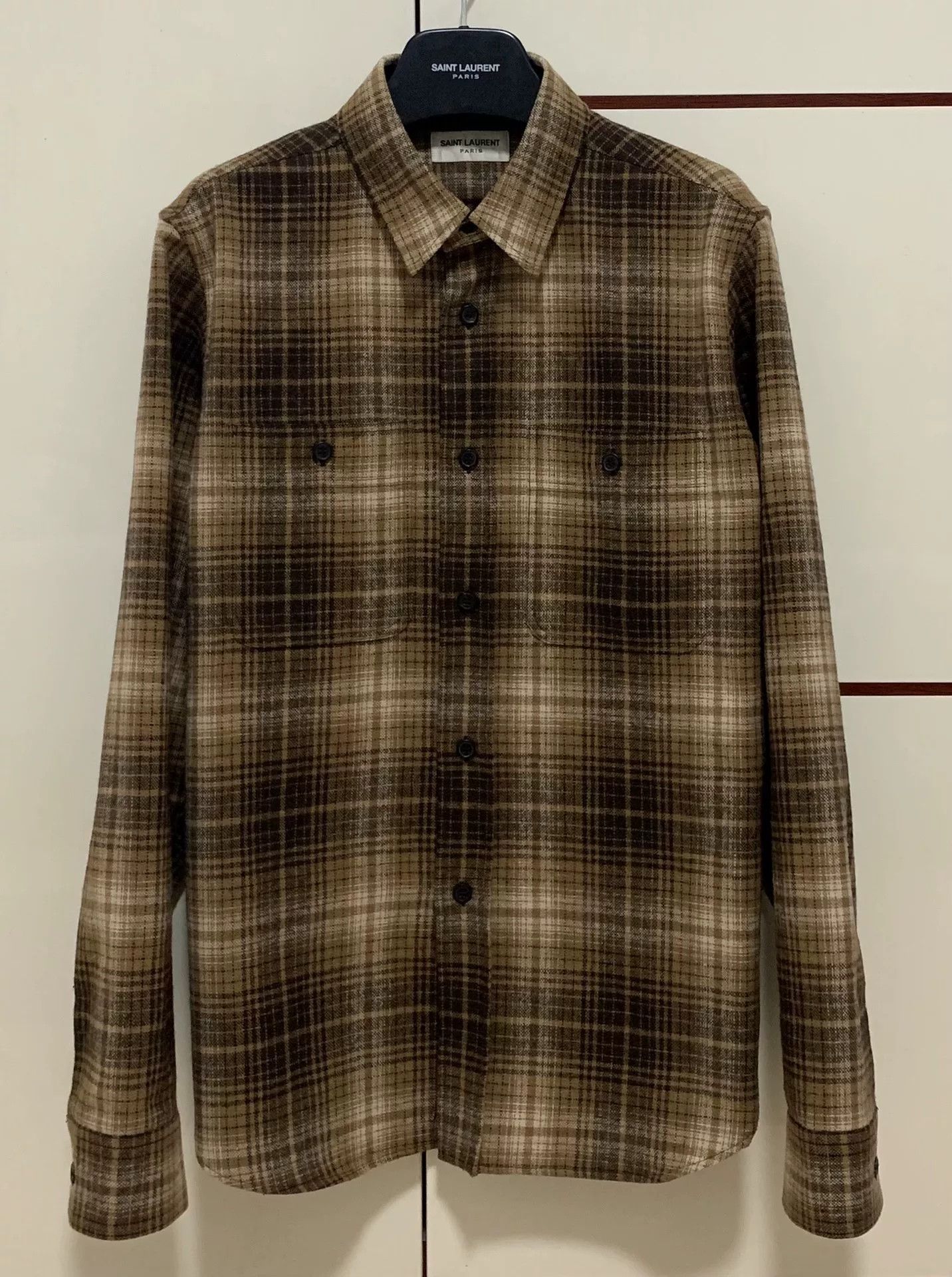 Saint Laurent Paris Saint Laurent Yellow Plaid Wool Shirt Size US XL / EU 56 / 4 - 1 Thumbnail