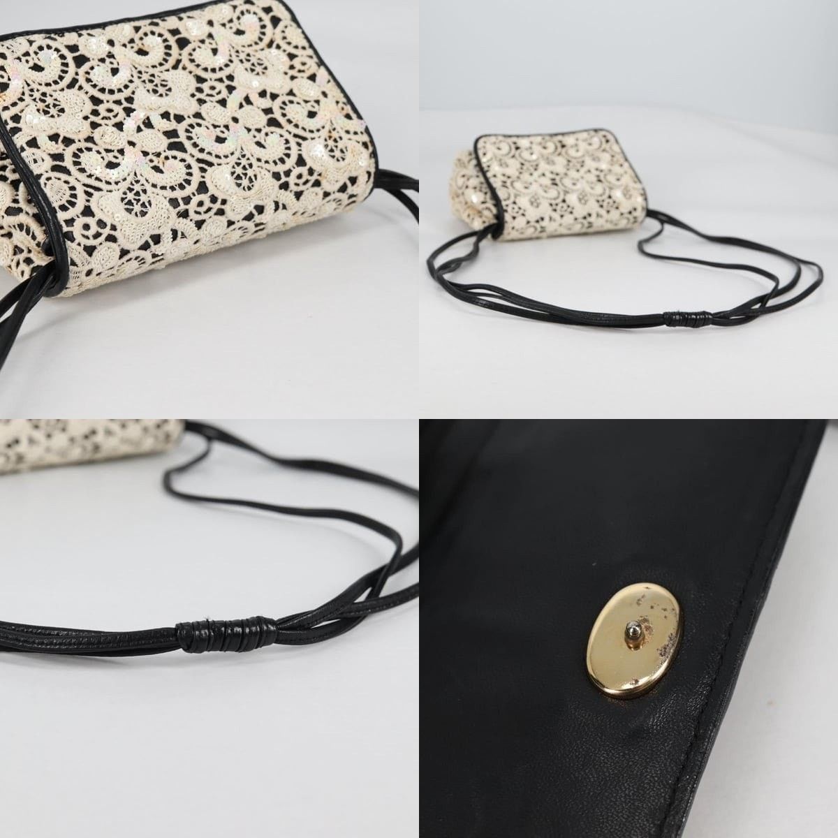 Chanel Chanel Sequin Shoulder Bag Leather White Gold CC Size ONE SIZE - 4 Thumbnail