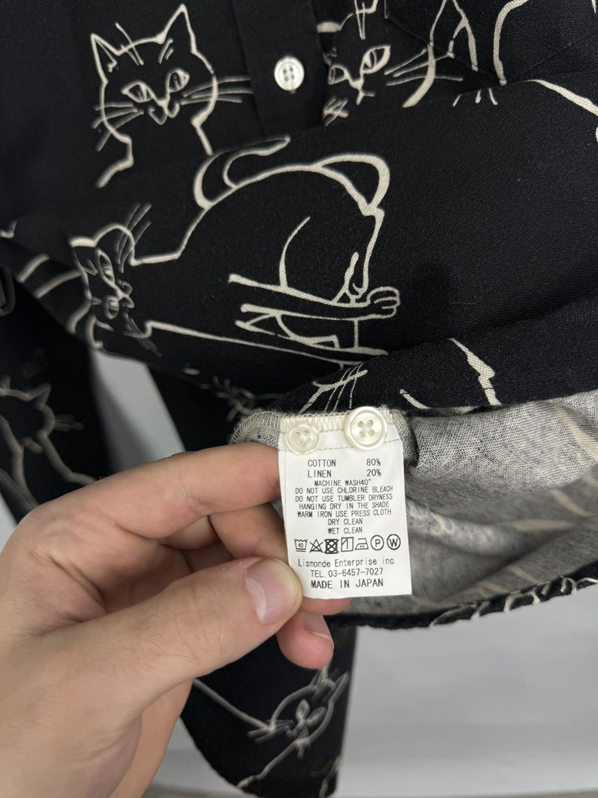 Japanese Brand 🇯🇵 Rovtski Art Cat Print Linen Button Shirt Made in Japan Y2K Size US M / EU 48-50 / 2 - 6 Thumbnail