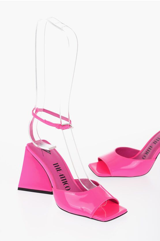 image of The Attico Solid Color Leather Piper Ankle-Strap Sandals 8,5Cm in Pink, Women's (Size 9)