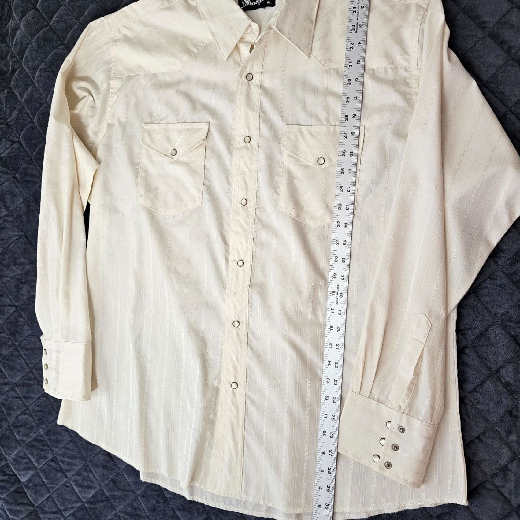 Wrangler VINTAGE Wrangler Western Shirt Men's XL White Pearl Snap Embellished Button-Up Collared Long Sleeve Cowboy Retro Classic Wranger? Size US XL / EU 56 / 4 - 6 Thumbnail