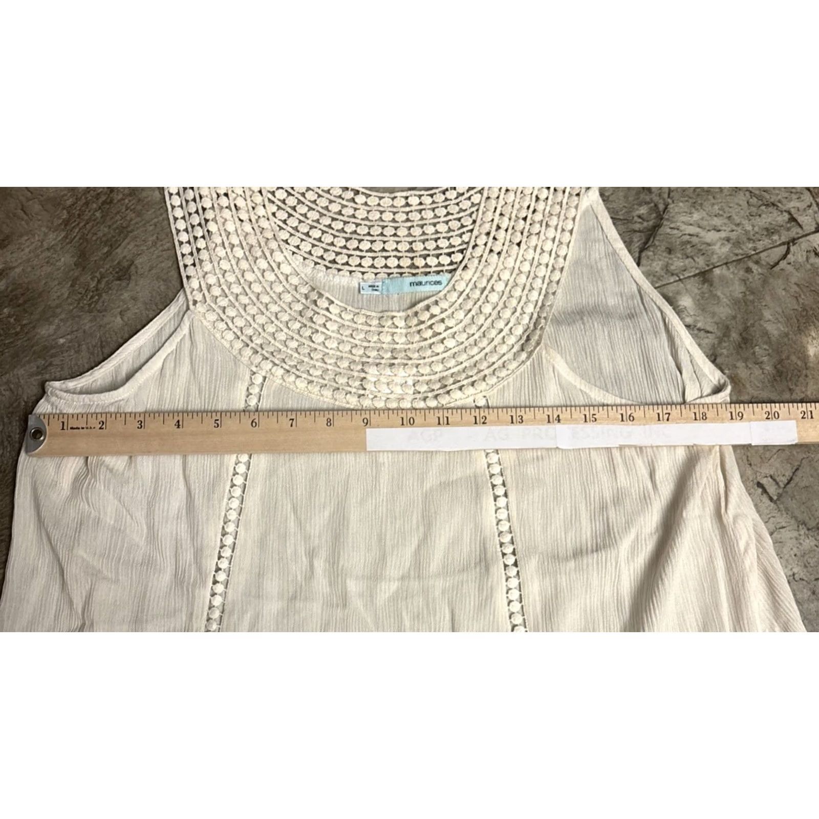 Vintage Maurices Tank Top Women's Ivory Sleeveless Round Neck Lightweight Embroidered L Regular Shirt Shirt Size L / US 10 / IT 46 - 4 Thumbnail