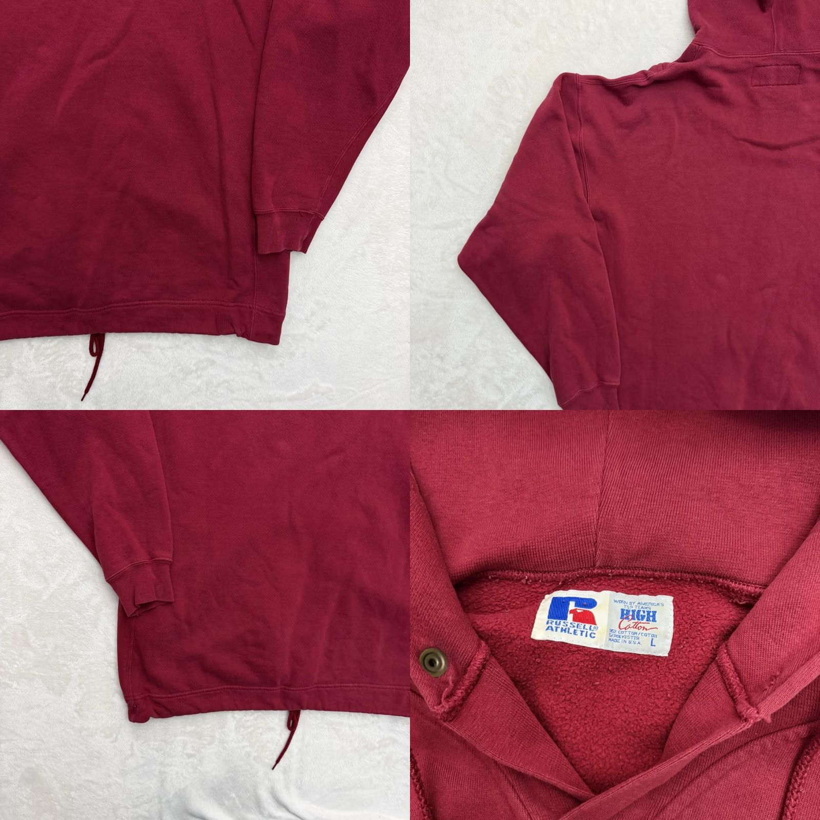 Russell Athletic VINTAGE Russell Athletic Hoodie Mens Large Red Pullover Fleece Pocket Logo Size US L / EU 52-54 / 3 - 9 Thumbnail