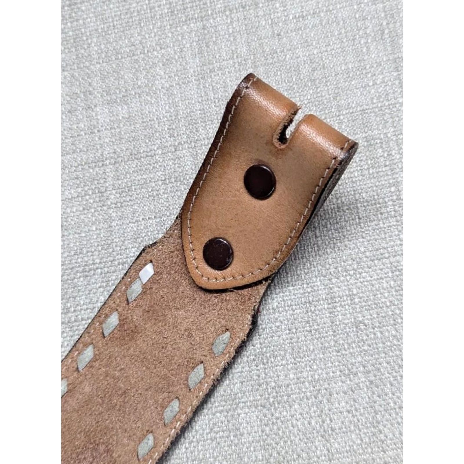Tony Lama VINTAGE Tony Lama belt Leather WESTERN belt 28 Unisex Adults Brown Tooled Rodeo 1960s 1970s Mens Womens boys girls Size 28 - 6 Thumbnail