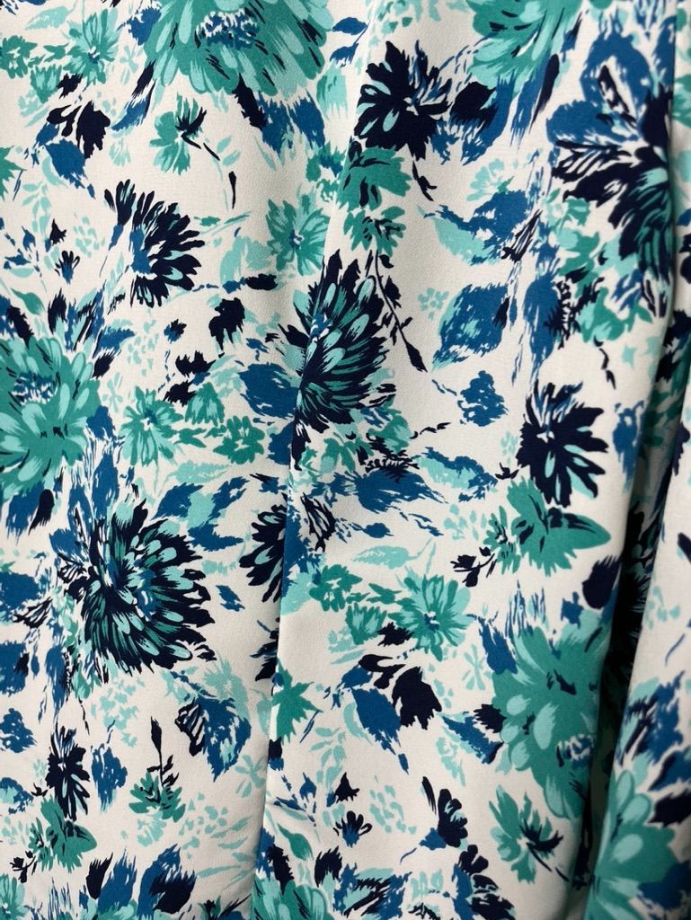 Other Vintage Womens Floral Dress Blouse Leslie Fay Blue White Top Size L / US 10 / IT 46 - 6 Thumbnail