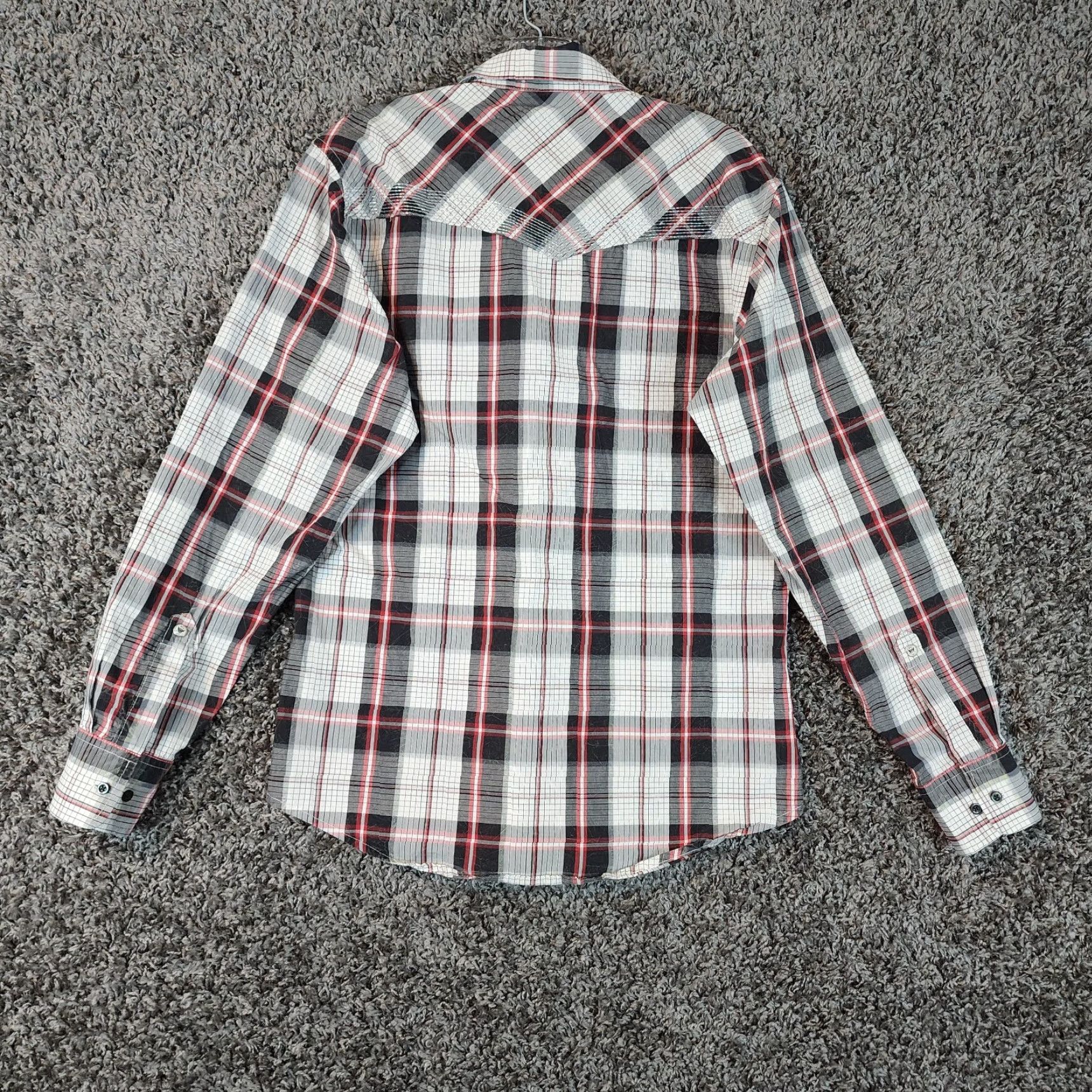 47 ROCK 47 Shirt Women Long Sleeve Plaid Button-Up With Pockets Size M Red/Black Womens Size M / US 6-8 / IT 42-44 - 5 Thumbnail