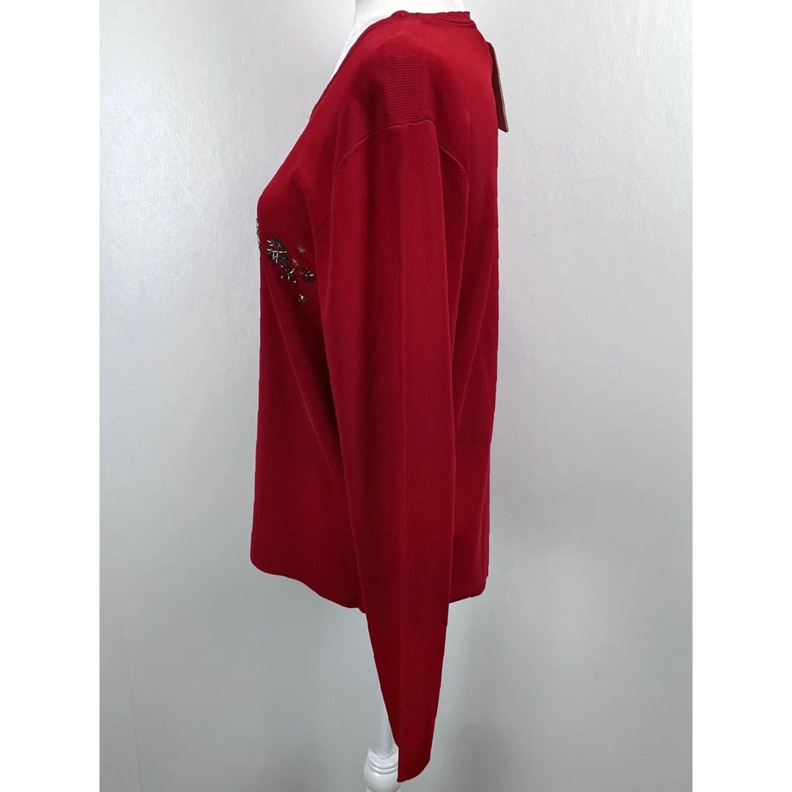 Vintage VINTAGE Lisa International Christmas Sweater Women's Red Beaded XL Pullover Knit Size XL / US 12-14 / IT 48-50 - 4 Thumbnail