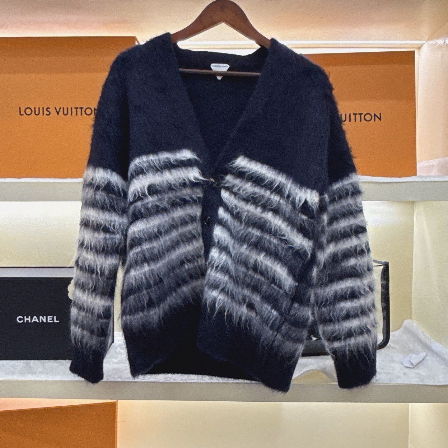 Bottega Veneta Bottega Veneta Striped Mohair Cardigan Size L Size L / US 10 / IT 46 - 1 Thumbnail