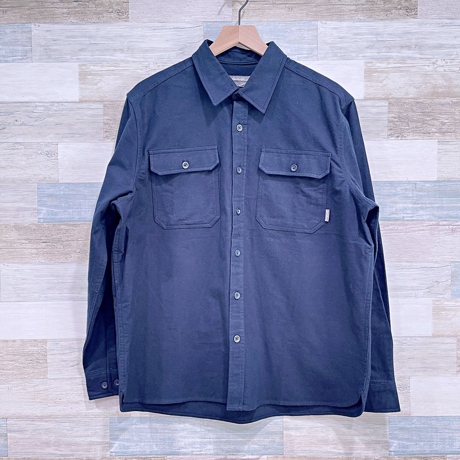Eddie Bauer Double Brushed Chamois Shirt Blue Mens Medium