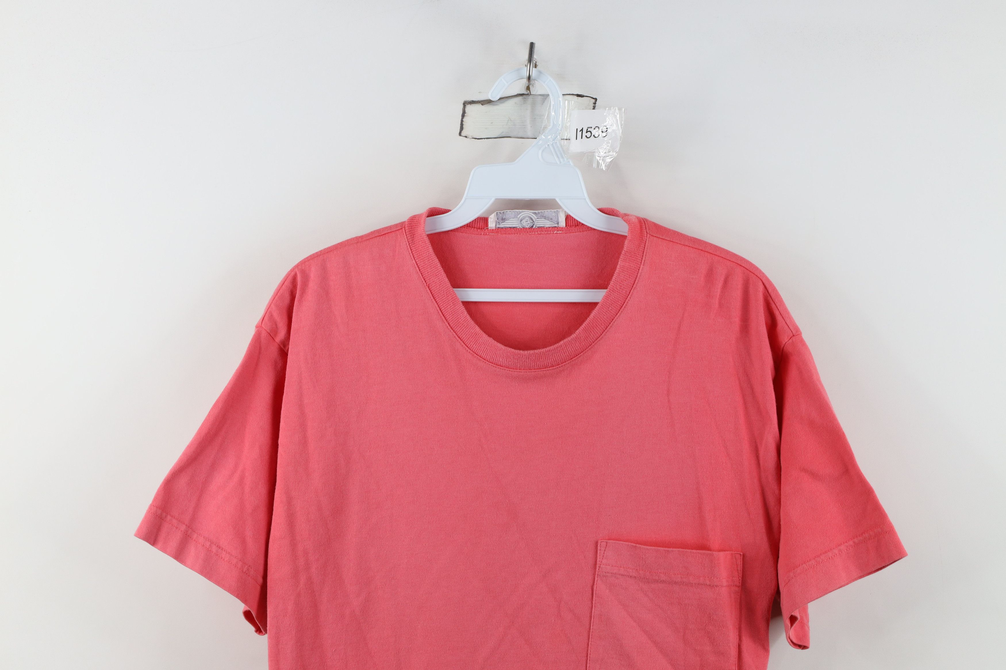 Vintage Vintage 90s Streetwear Blank Pocket T-Shirt Pink Cotton Size US S / EU 44-46 / 1 - 2 Thumbnail