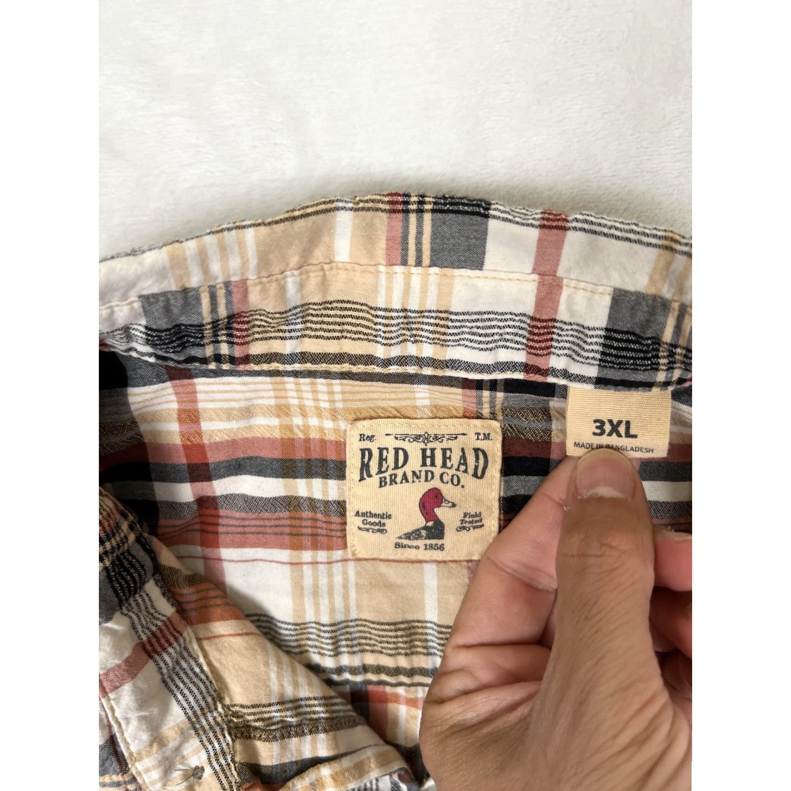 Vintage VINTAGE? (No) RedHead Shirt Mens 3XL Brown Plaid Short Sleeve Button Front Lightweight Casual Size US XXL / EU 58 / 5 - 2 Thumbnail