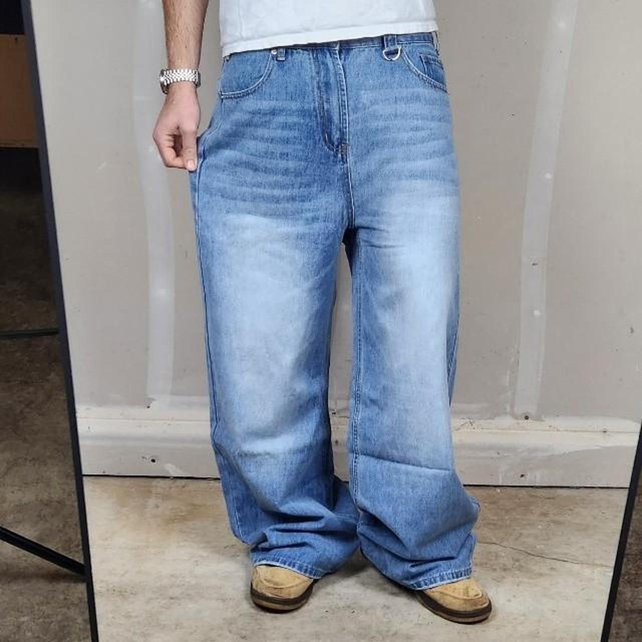 Baggy light wash jeans wide leg loose fit denim
