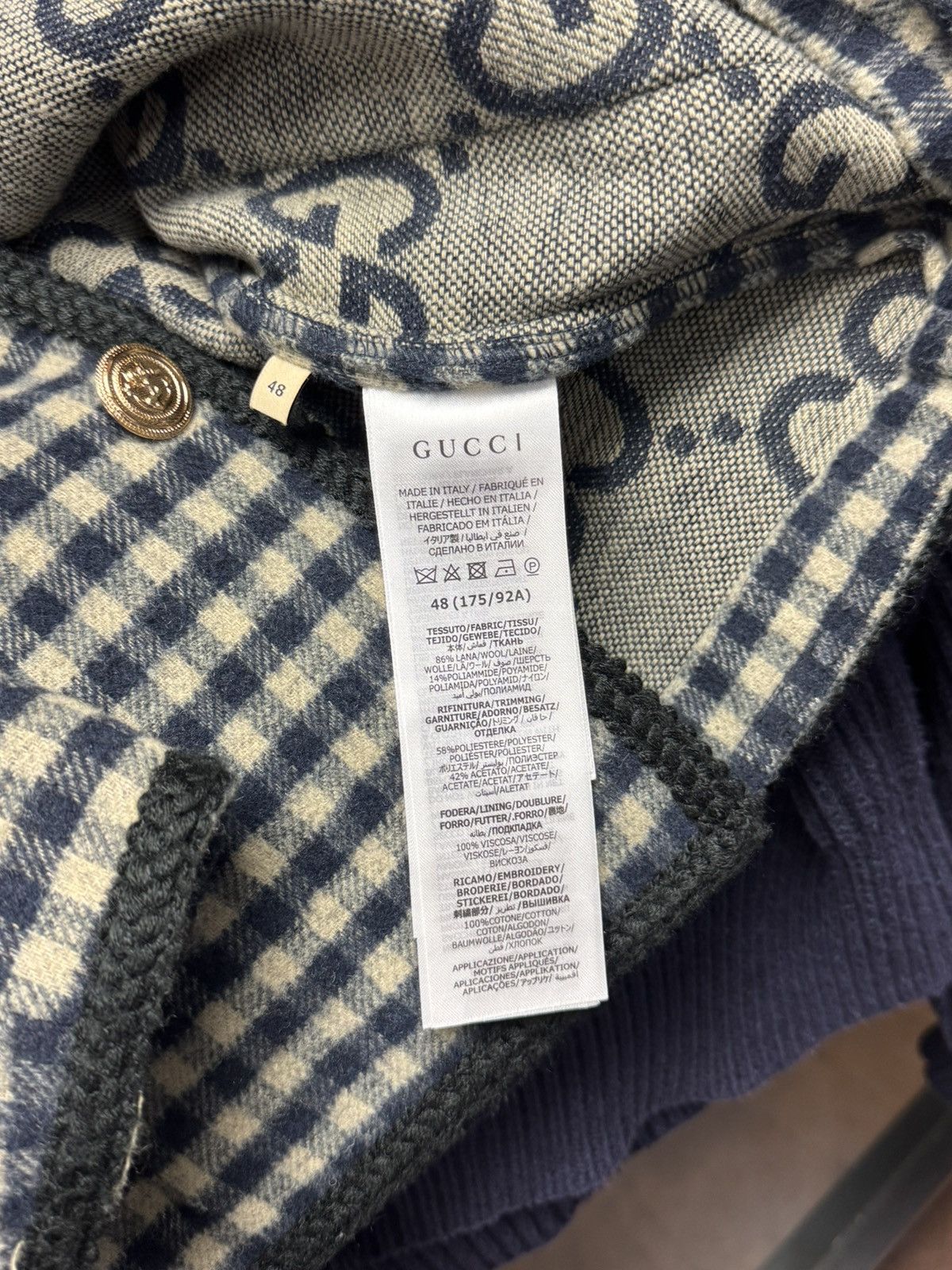Gucci Gucci FW23 Wool Gingham Interlocking G Coat Size US M / EU 48-50 / 2 - 12 Thumbnail