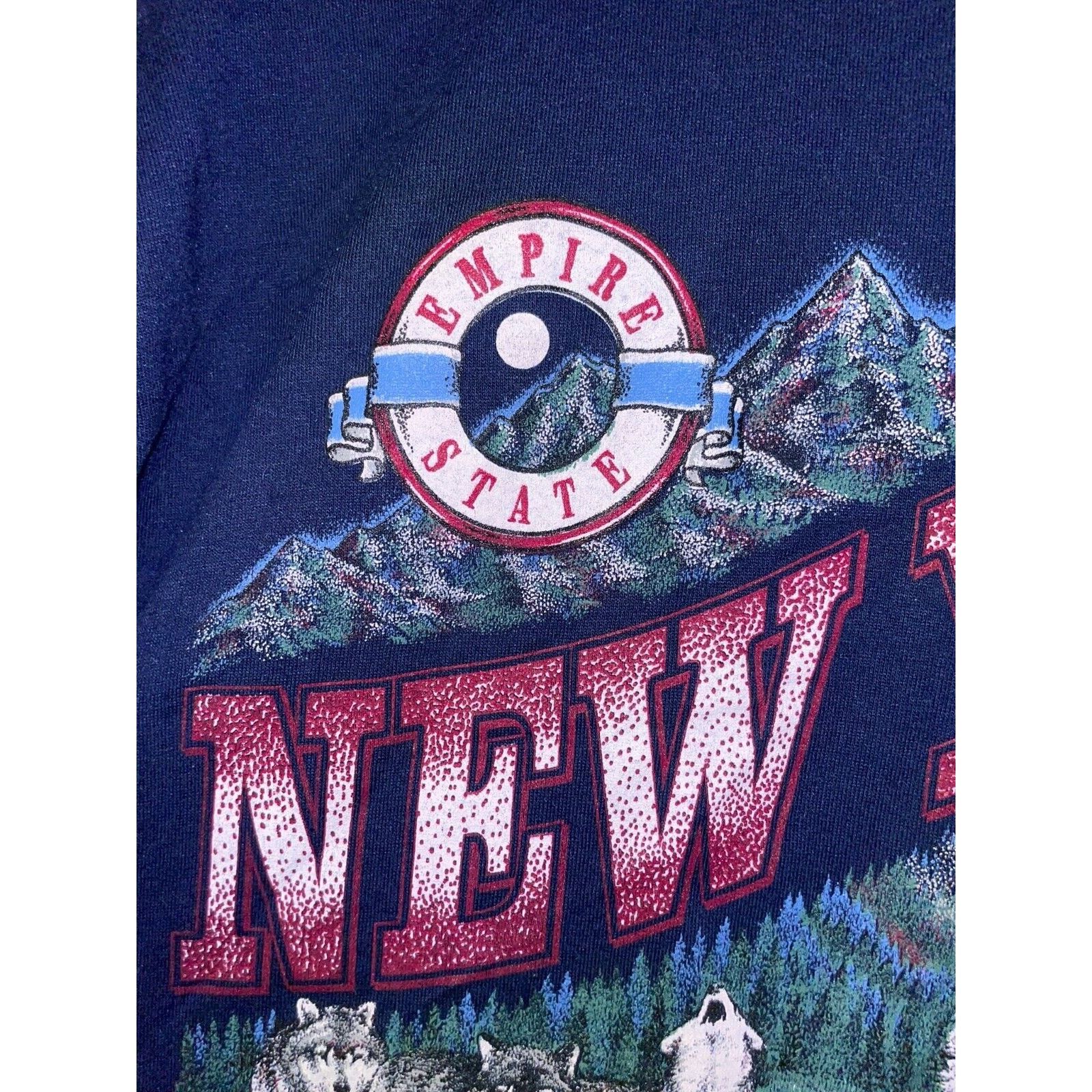Jerzees Vintage New York Wolf Shirt Empire State Nature Blue 90s L Size US L / EU 52-54 / 3 - 4 Thumbnail