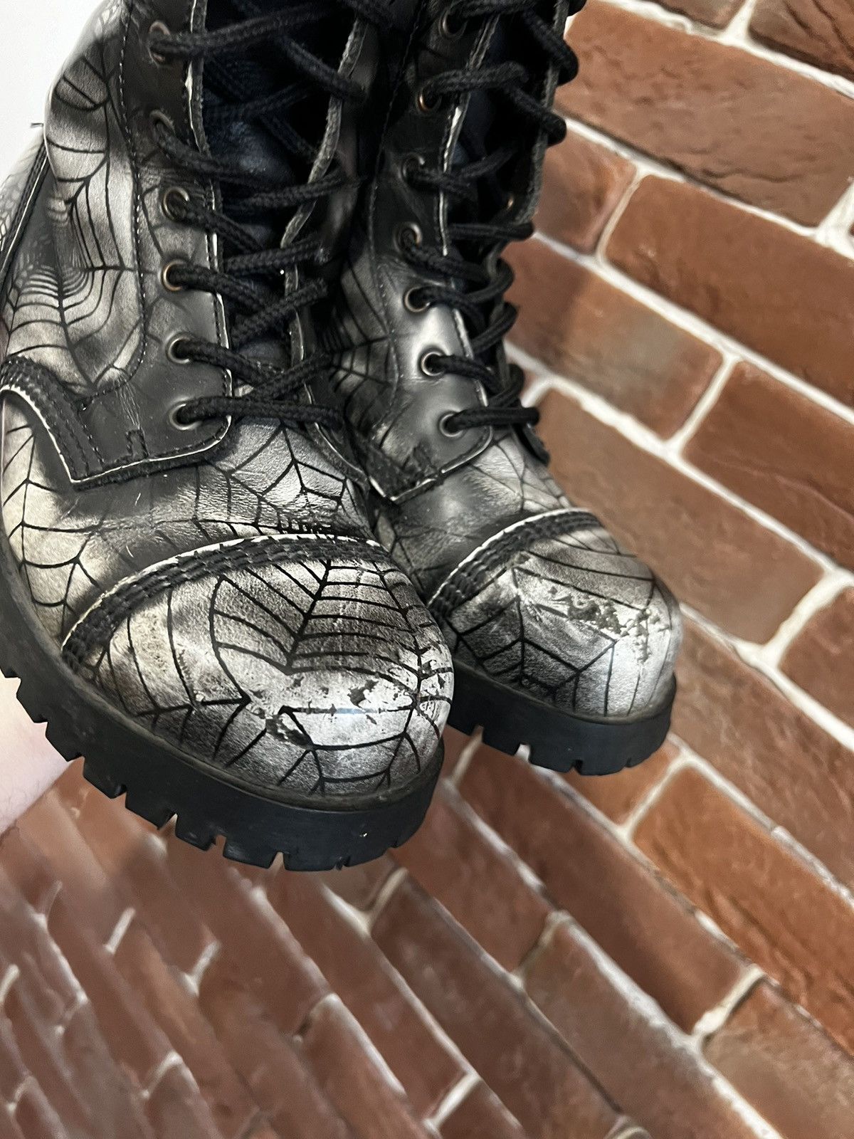 Seditionaries Rare Avant Garde High Top Platform Spider Web Boots Y2K Goth Size US 7 / IT 37 - 4 Thumbnail