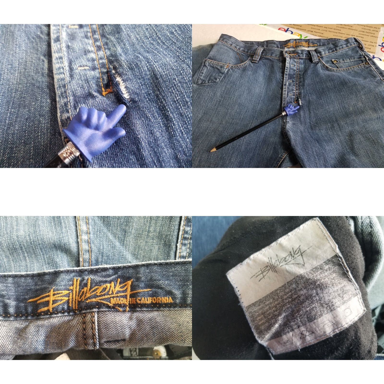 Billabong VINTAGE Billabong Jeans Mens 32x32 Denim Blue 90s Y2K Distressed See Pics Size US 32 / EU 48 - 8 Thumbnail