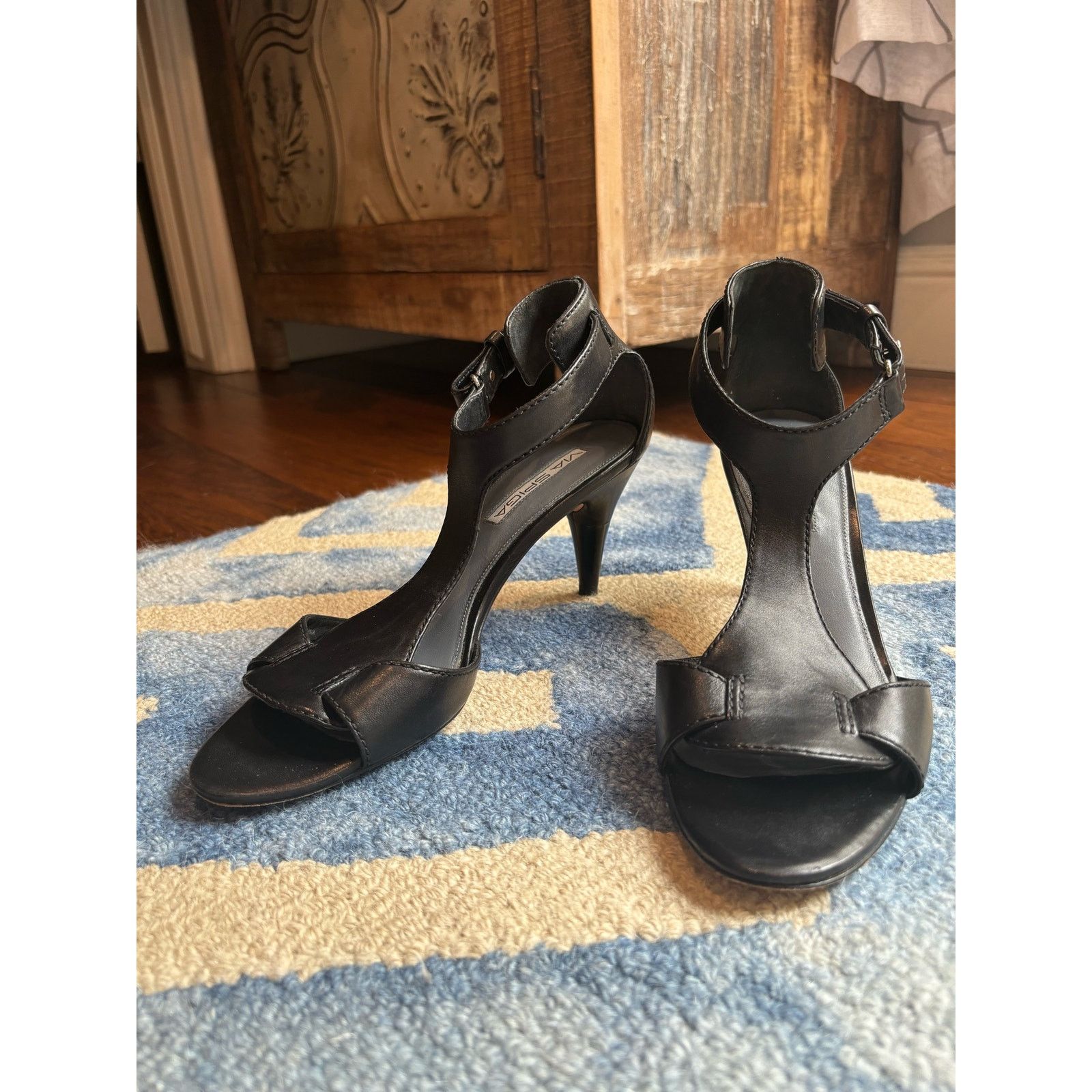 Unknown London Via Spiga black ankle strap heels Size US 8 / IT 38 - 2 Thumbnail
