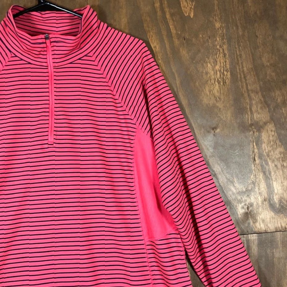 Talbots T by Talbots Womens Sweater Pink Black Striped UPF 50+ 1/4 Zip Stretch XL Pullover Knit Shirt Womens Size XL / US 12-14 / IT 48-50 - 5 Thumbnail