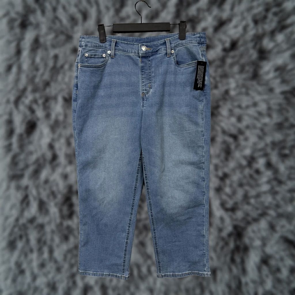 Denim & Co. Denim & Co Capri Jeans 12P Petite Blue Medium Wash Cropped Stretch Denim Five-Pocket Capris Womens Mens Girls Size 34" / US 12 / IT 48 - 1 Thumbnail