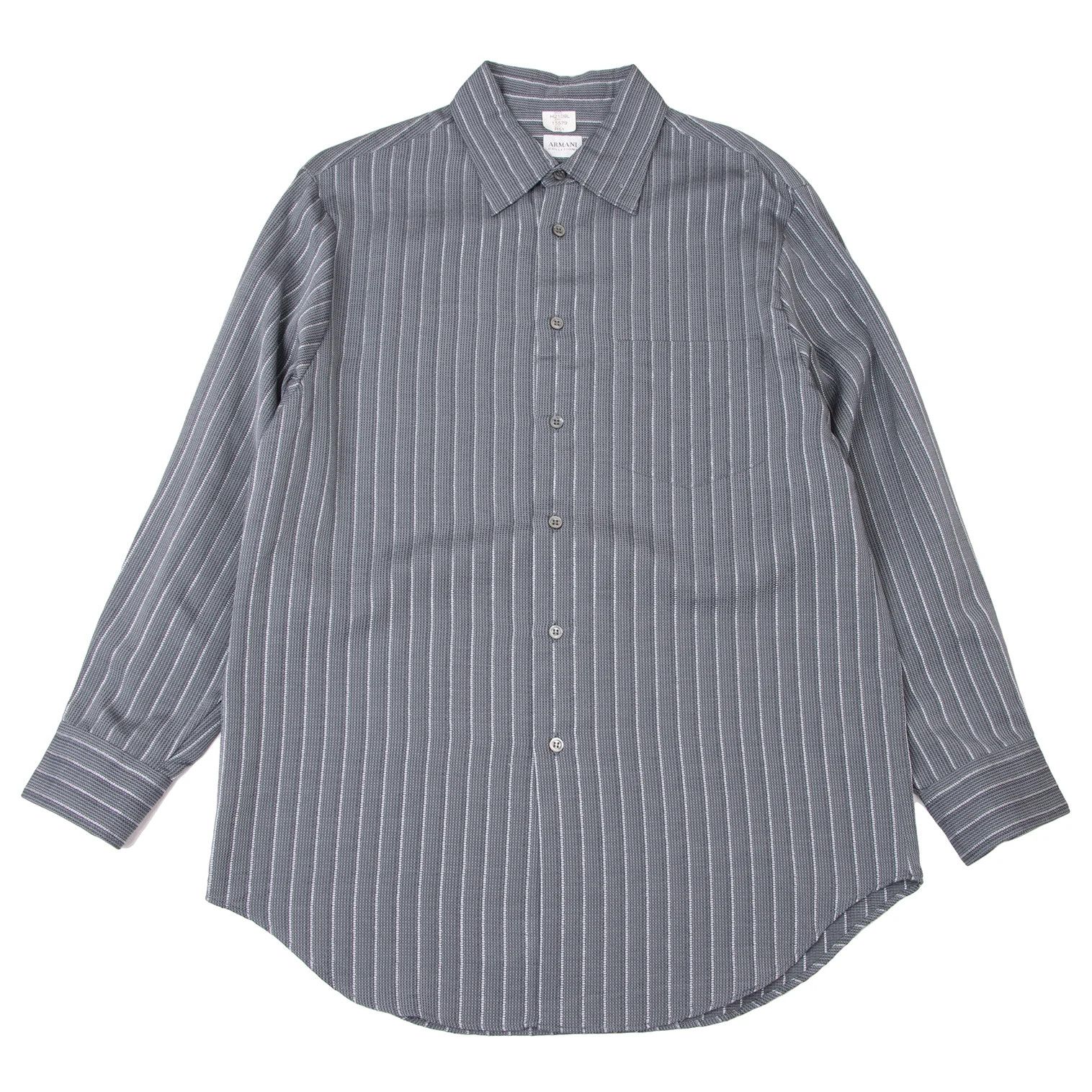 Armani Collezioni Rayon Cotton Stripe Shirt in Gray, Size L Size US XXS / EU 40 - 1 Thumbnail