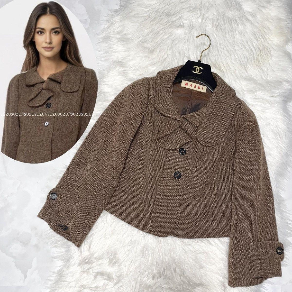 Marni Genuine Marni Asymmetrical Short Wool Jacket 38 Brown MARNI Size XS / US 0-2 / IT 36-38 - 1 Thumbnail