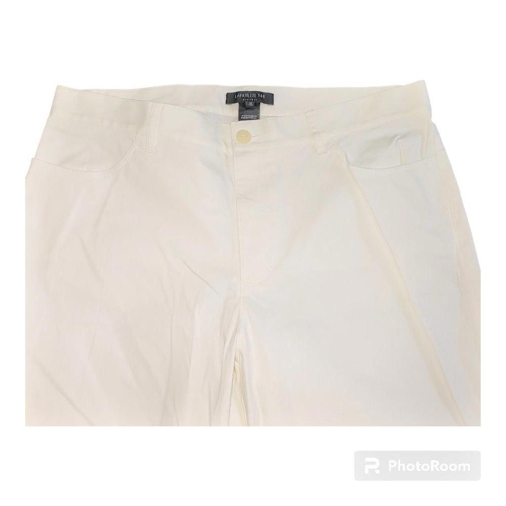 Designer CT683 Lafayette 148 Straight Leg White Pant 12 Size 34" / US 12 / IT 48 - 3 Thumbnail