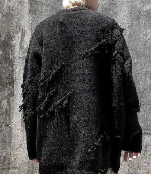 Other Distressed Black Loose Knit Sweater Size US M / EU 48-50 / 2 - 2 Thumbnail