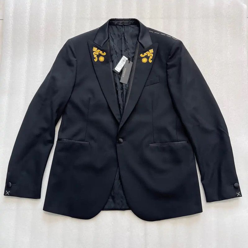 Versace Versace Black Polyester Long Sleeve Jacket 0089 Size US XXL / EU 58 / 5 - 1 Thumbnail