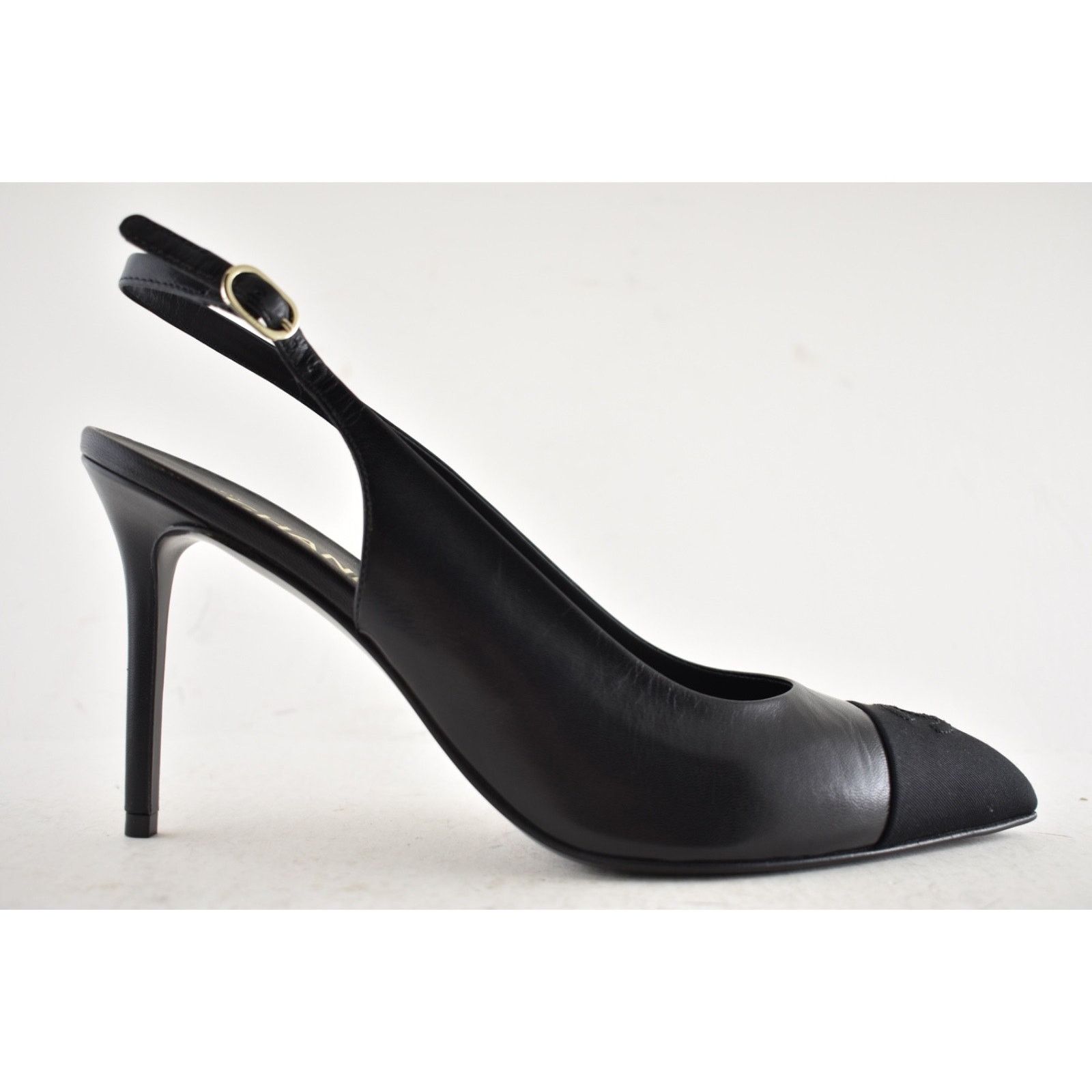 Chanel Chanel 24A Black Leather CC Logo Slingback Pump Size 42 Size US 12 / IT 42 - 2 Thumbnail