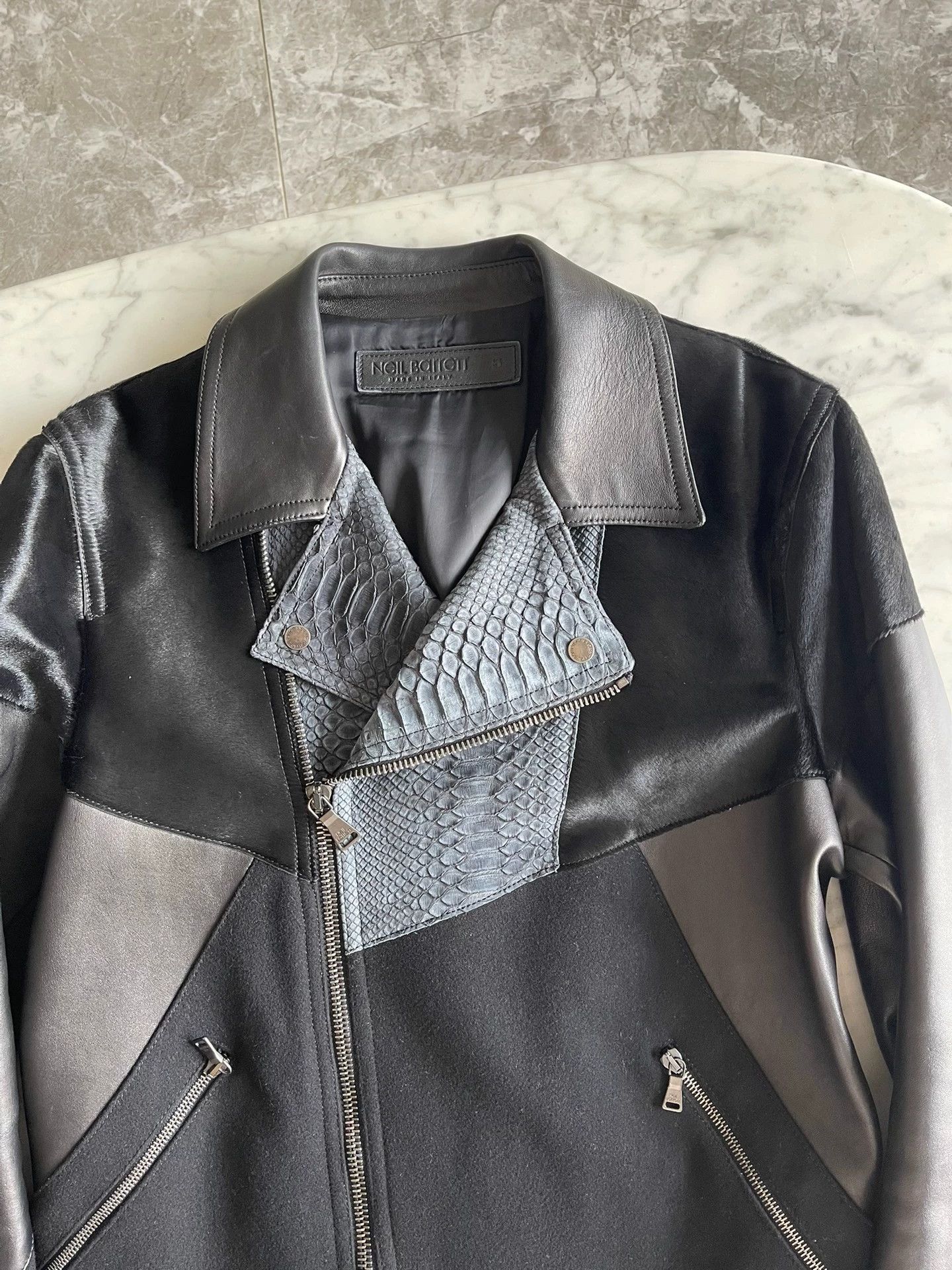 Neil Barrett Neil Barrett Runway Leather Paneled Jacket S46-48 1-2x Size US S / EU 44-46 / 1 - 7 Thumbnail