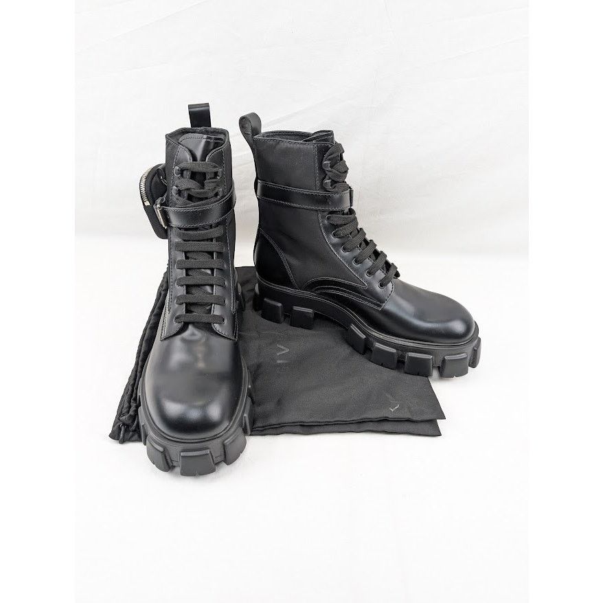 o1rshd1 Strapped Pouch Combat Boots 13 Prada - 13.5 US