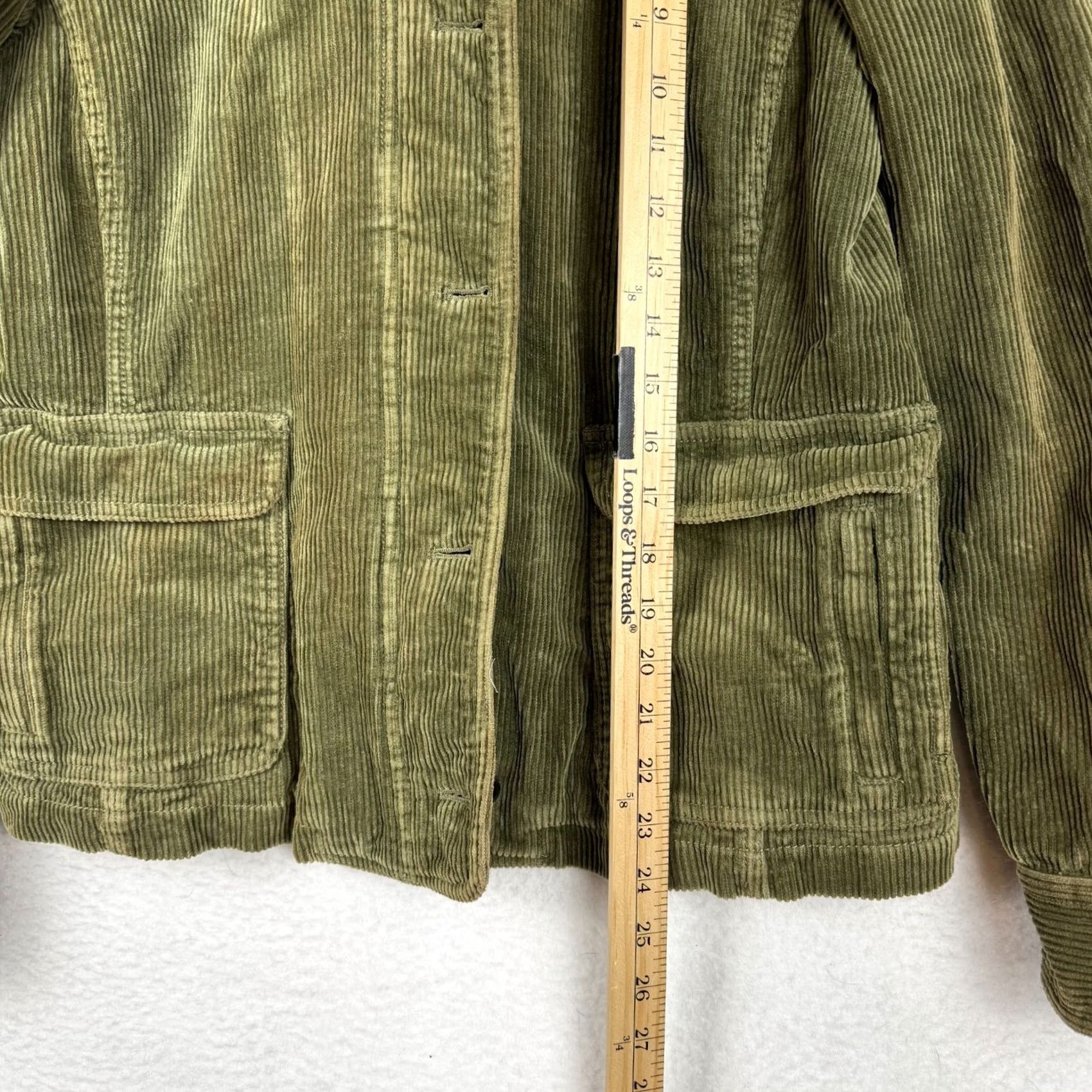 J.Crew VTG J.CREW Women's M Corduroy Jacket Hood/Collar Sherpa Lined Green Utility Coat Size M / US 6-8 / IT 42-44 - 6 Thumbnail
