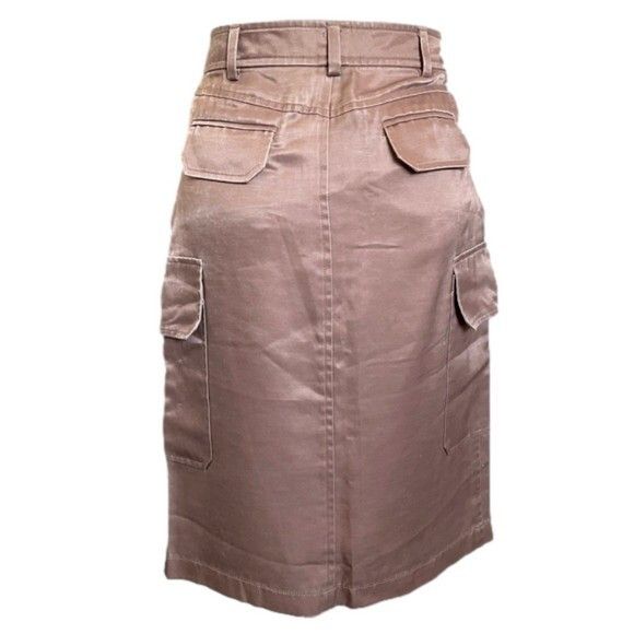 Vintage Blush Pink Satin Cargo Midi Skirt - M/ 30" waist Size 30" / US 8 / IT 44 - 5 Thumbnail