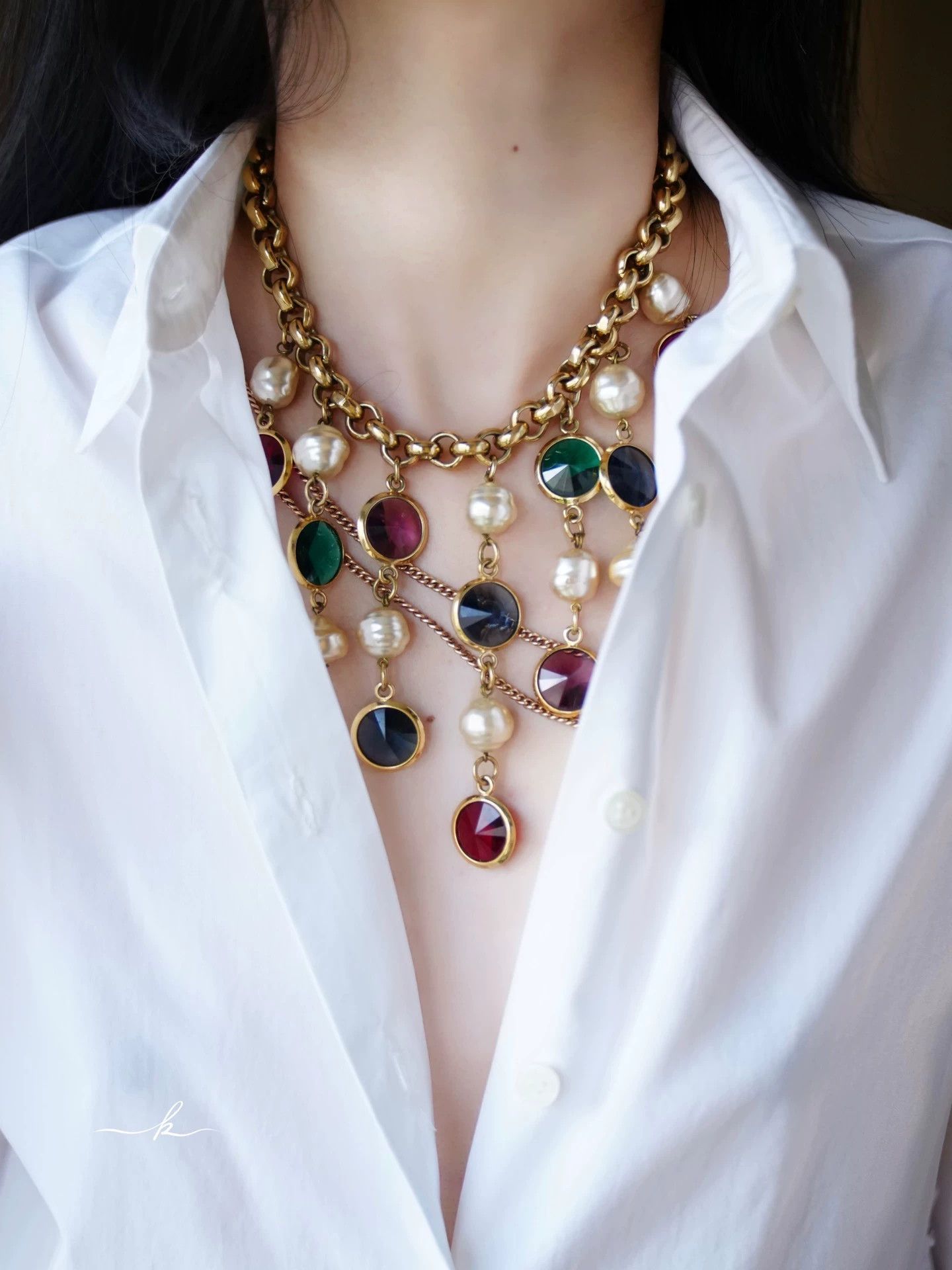 Vintage Vintage French Crystal Pearl Necklace Size ONE SIZE - 2 Thumbnail