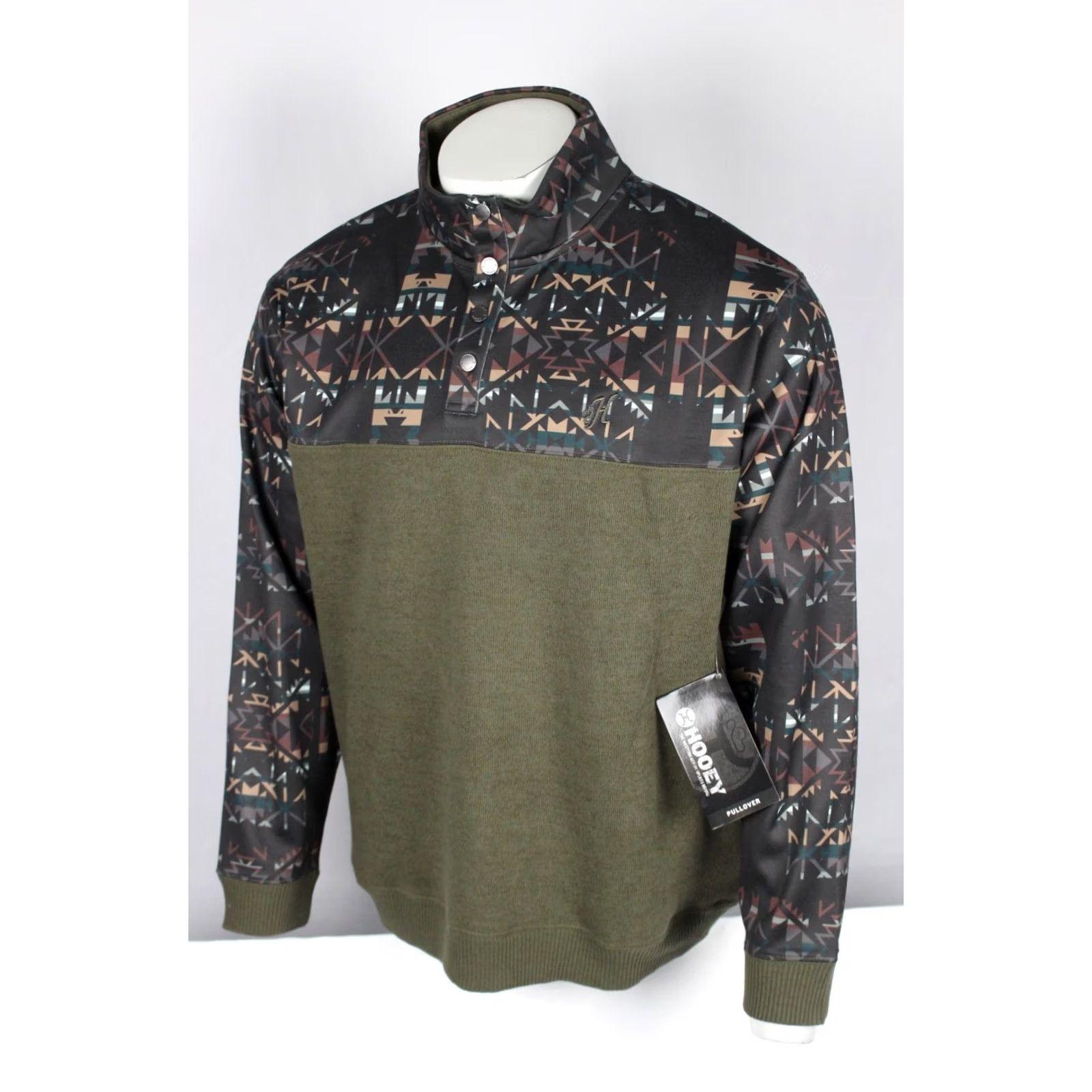 Vintage Hooey Men's Stevie Pullover XL Brown Blue Aztec Geo HH1248BRAZ Pullover Shirt Mens XL Brown Aztec Geo HR Size US XL / EU 56 / 4 - 2 Thumbnail