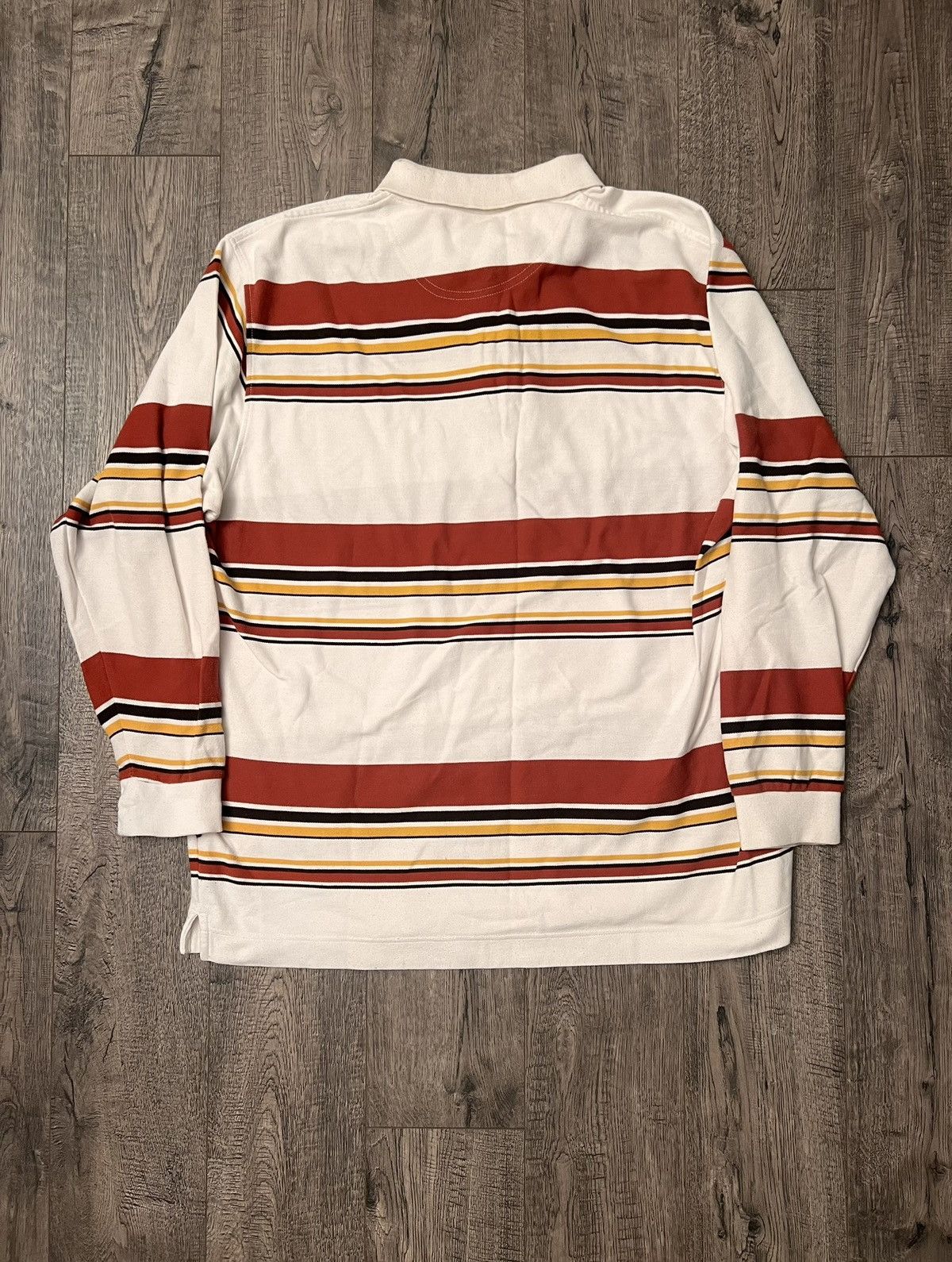 Karl Kani × Vintage Karl Kani Vintage Striped Polo Shirt Red Black & Yellow XXL Size US XXL / EU 58 / 5 - 2 Thumbnail