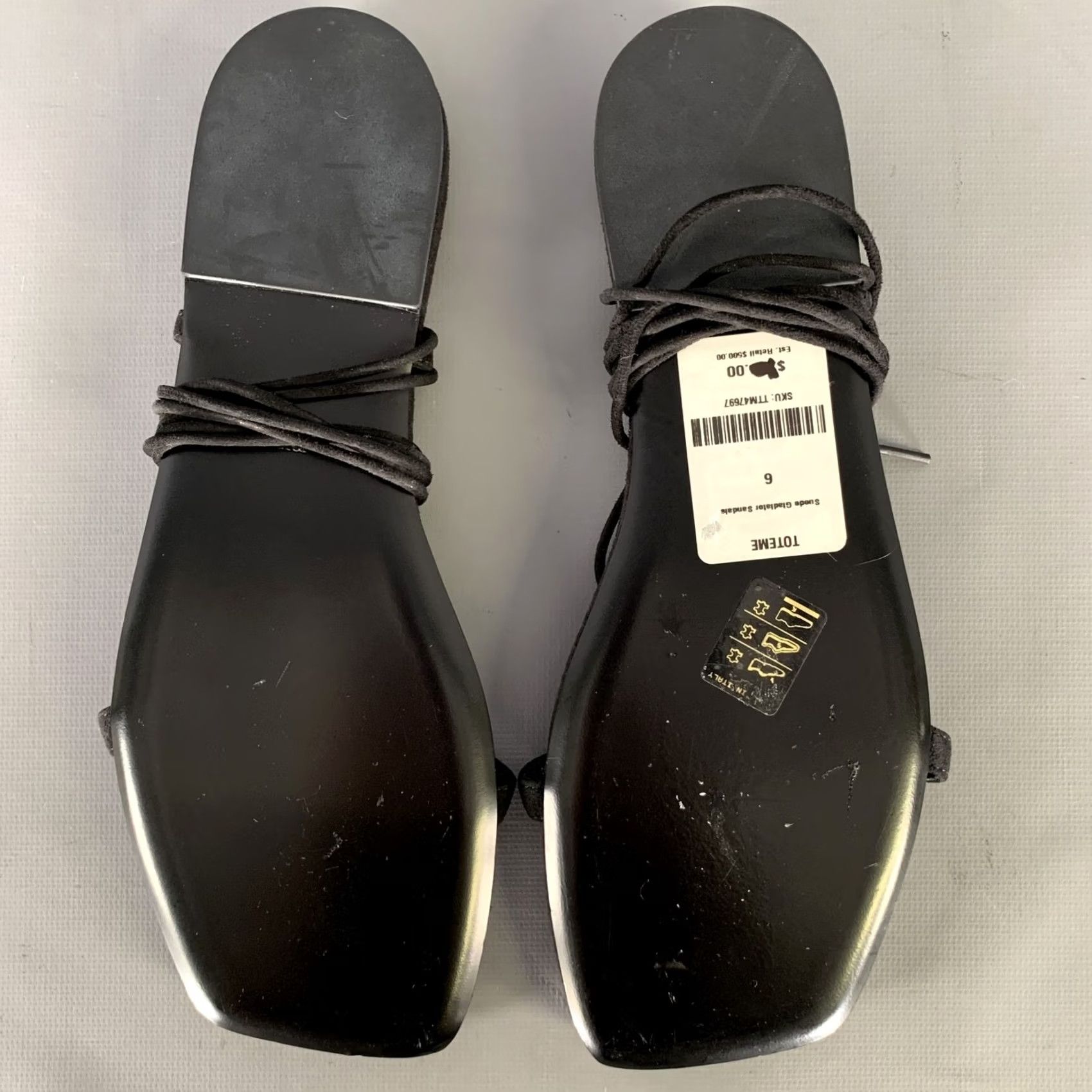 Vintage TOTEME Black Leather Suede Strappy Sandal Size 7.5 Women Size US 8 / IT 38 - 5 Thumbnail